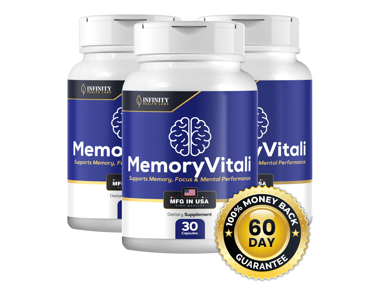 MemoryVitali 3 bottles cognitive support supplement