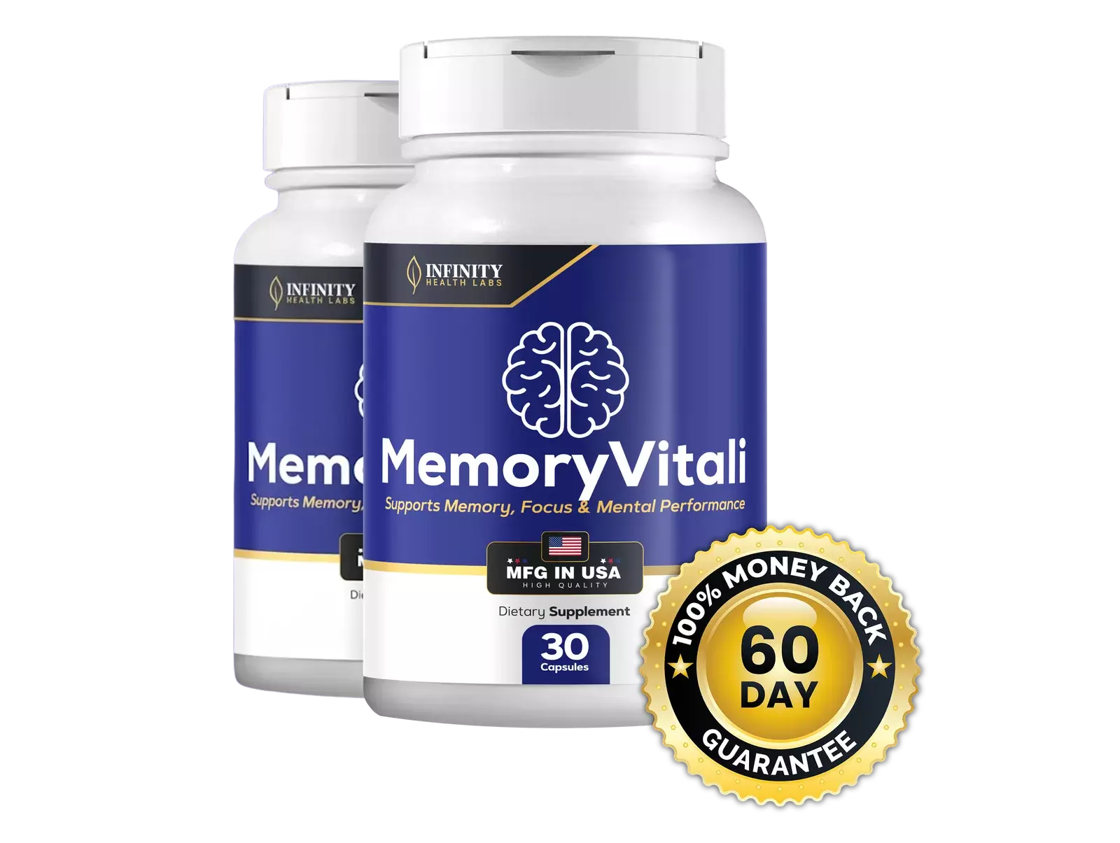 MemoryVitali 2 bottles brain support supplement